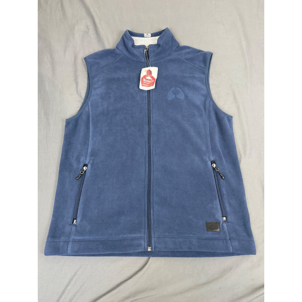 Roots73 Mens Willowbeach Microfleece Vest Atlantic Navy Blue Full Zip L 18505